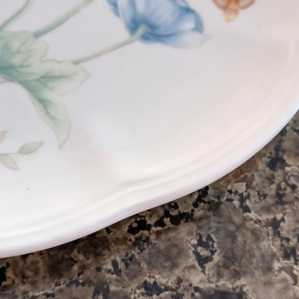 LENOX salad plate Butterfly Meadow Monarch  ladybug flower spring Easter scallop